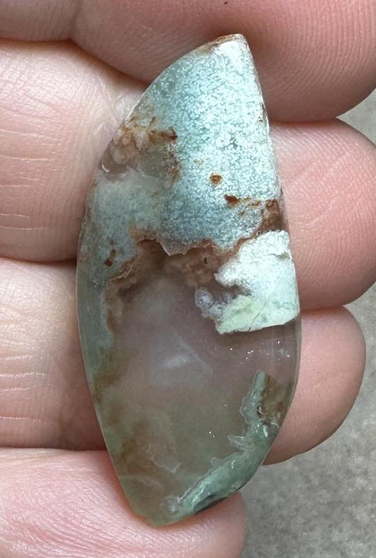 Freeform 36x16mm Blue Green Chalcedony Cabochon 45