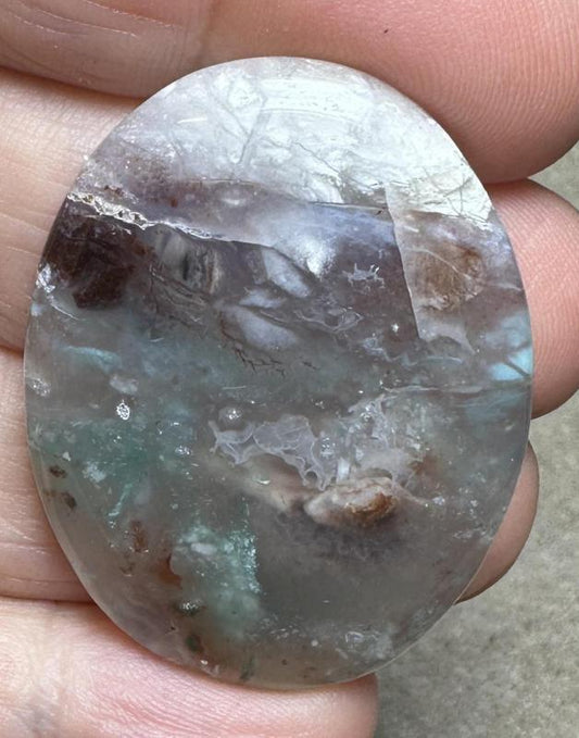 Oval 39x30mm Blue Green Chalcedony Cabochon 46