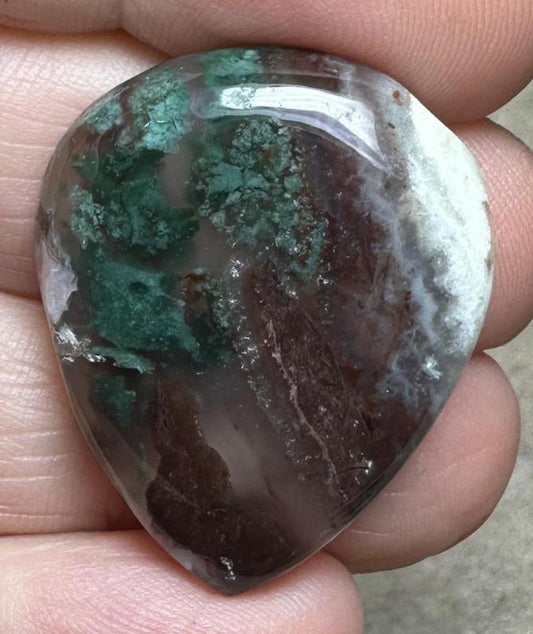 Teardrop 30x24mm Blue Green Chalcedony Cabochon 47