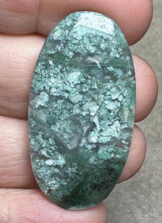 Oval 40x21mm Blue Green Chalcedony Cabochon 56