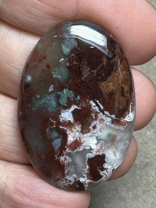 Oval 41x27mm Blue Green Chalcedony Cabochon 62