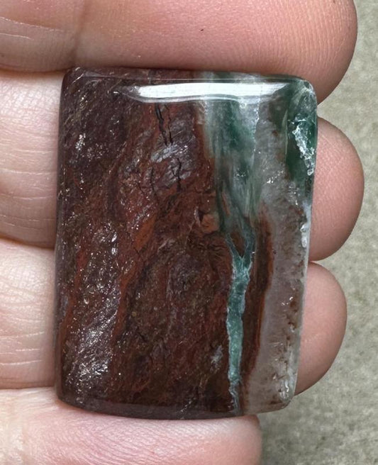 Rectangle 30x21mm Blue Green Chalcedony Cabochon 64