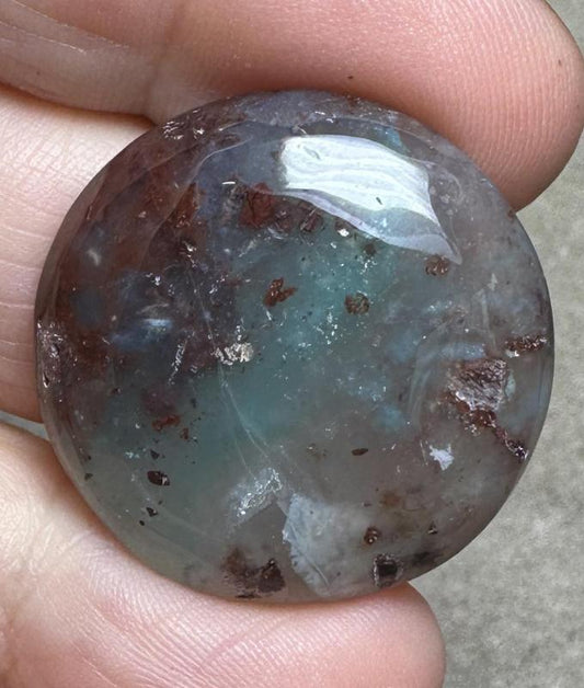 Round 28x28mm Blue Green Chalcedony Cabochon 65