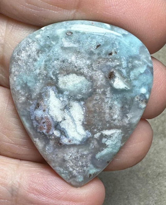 Teardrop 39x32mm Blue Green Chalcedony Cabochon 66
