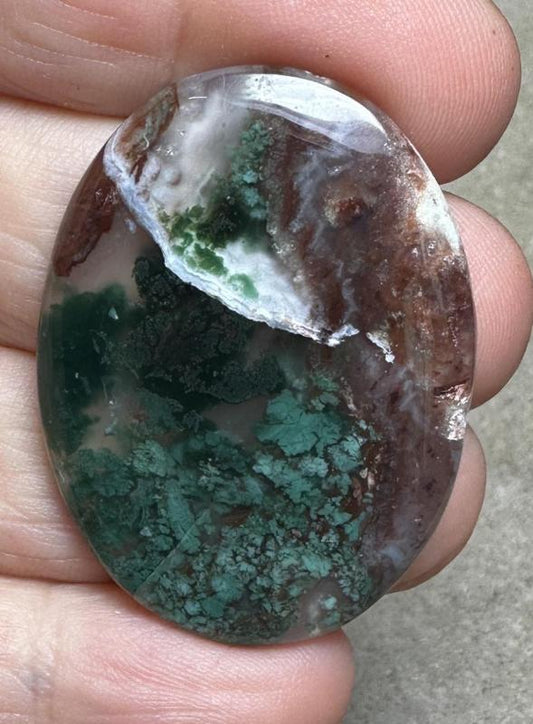 Oval 40x29mm Blue Green Chalcedony Cabochon 67