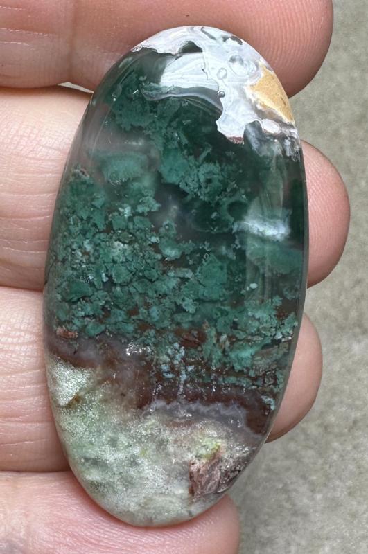 Oval 45x23mm Blue Green Chalcedony Cabochon 68