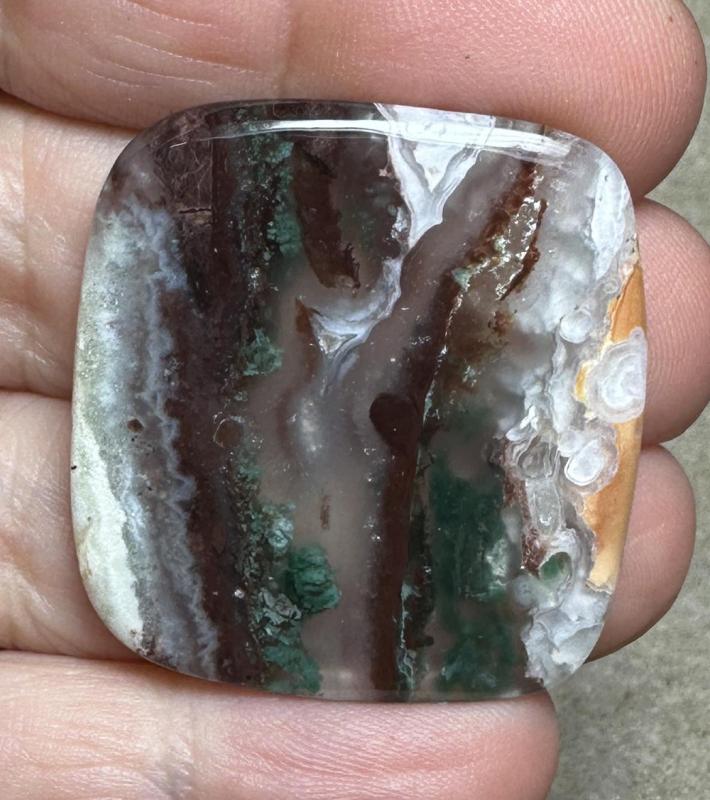 Rectangle 34x31mm Blue Green Chalcedony Cabochon 69
