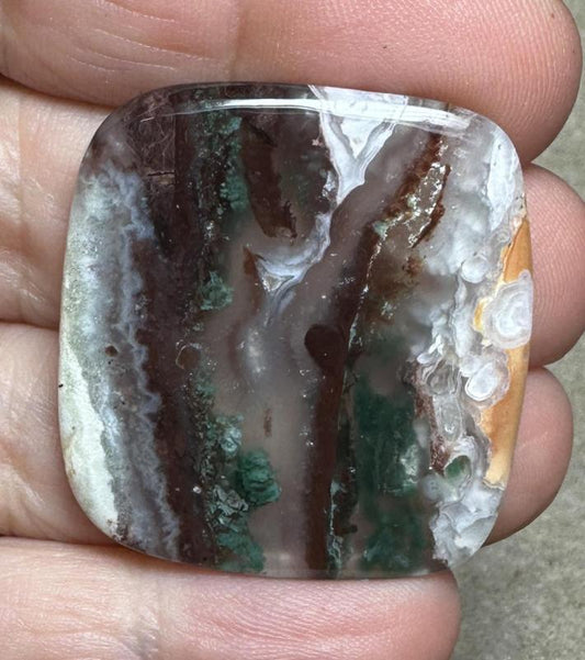 Rectangle 34x31mm Blue Green Chalcedony Cabochon 69