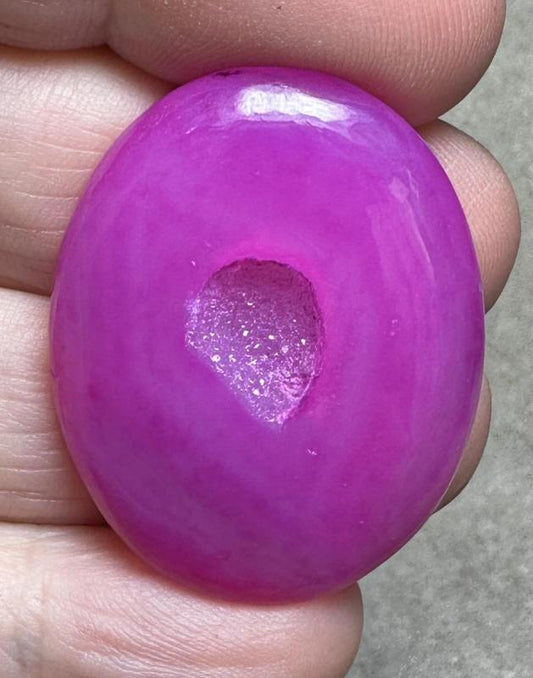 Oval 34x27mm Druzy Window Agate Cabochon 21