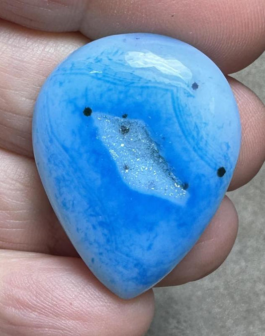 Teardrop 32x25mm Druzy Window Agate Cabochon 30