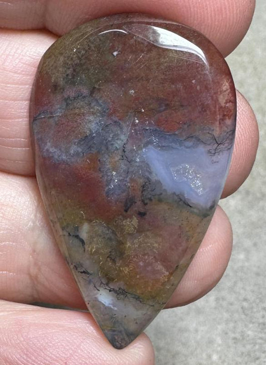 Teardrop 38x23mm Red Moss Agate Cabochon 18