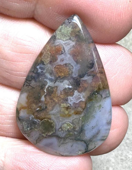 Teardrop 33x22mm Red Moss Agate Cabochon 21