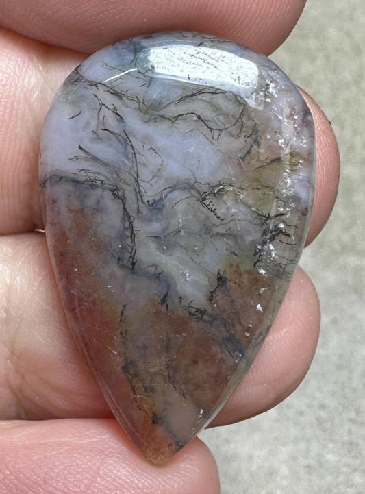 Teardrop 32x20mm Red Moss Agate Cabochon 22