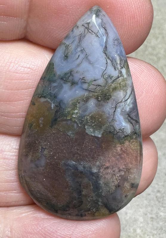 Teardrop 40x23mm Red Moss Agate Cabochon 23