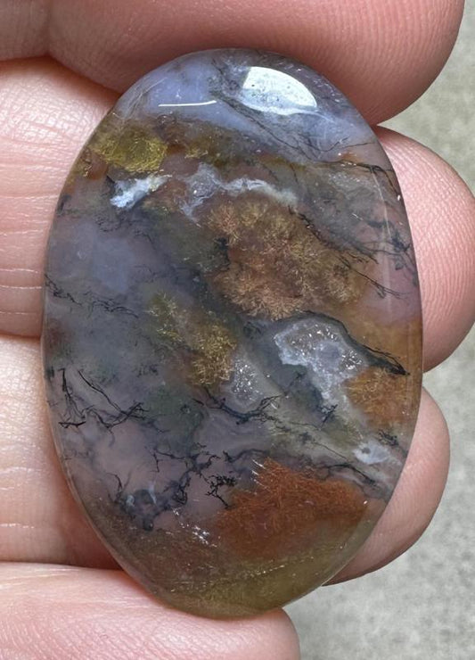 Oval 34x22mm Red Moss Agate Cabochon 25