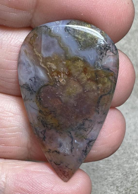 Teardrop 38x23mm Red Moss Agate Cabochon 28