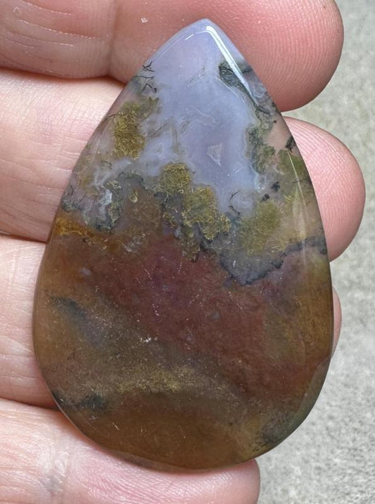 Teardrop 47x31mm Red Moss Agate Cabochon 35