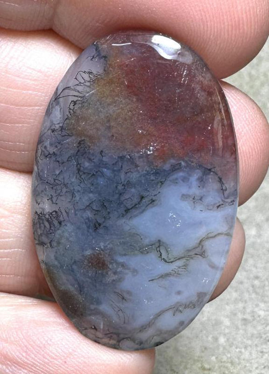 Oval 36x22mm Red Moss Agate Cabochon 37