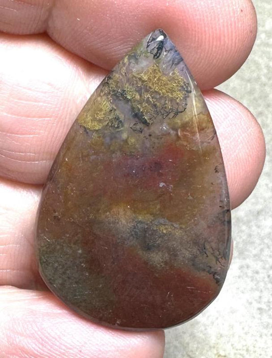 Teardrop 36x23mm Red Moss Agate Cabochon 38