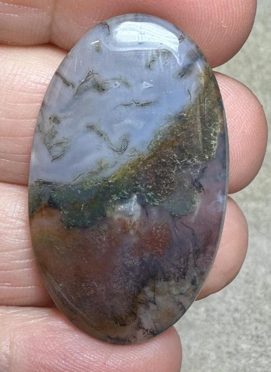Oval 39x22mm Red Moss Agate Cabochon 40
