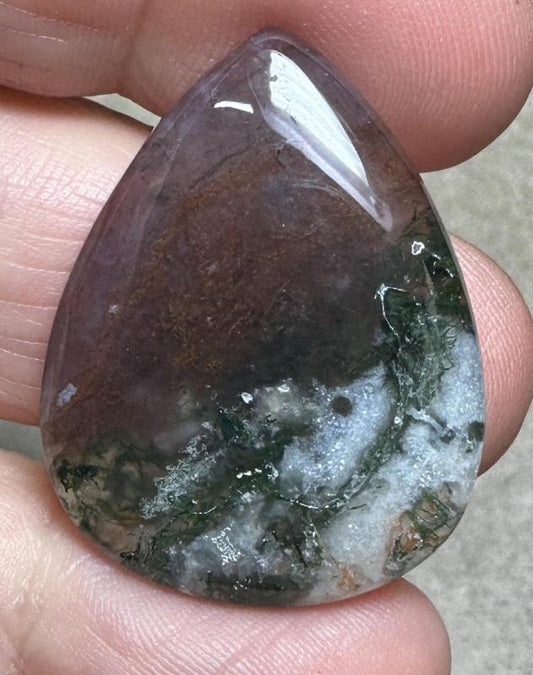 Teardrop 32x24mm Red Moss Agate Cabochon 42