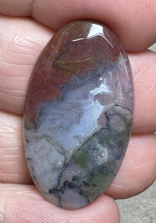 Oval 33x19mm Red Moss Agate Cabochon 43