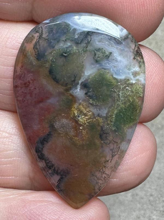 Teardrop 35x23mm Red Moss Agate Cabochon 44