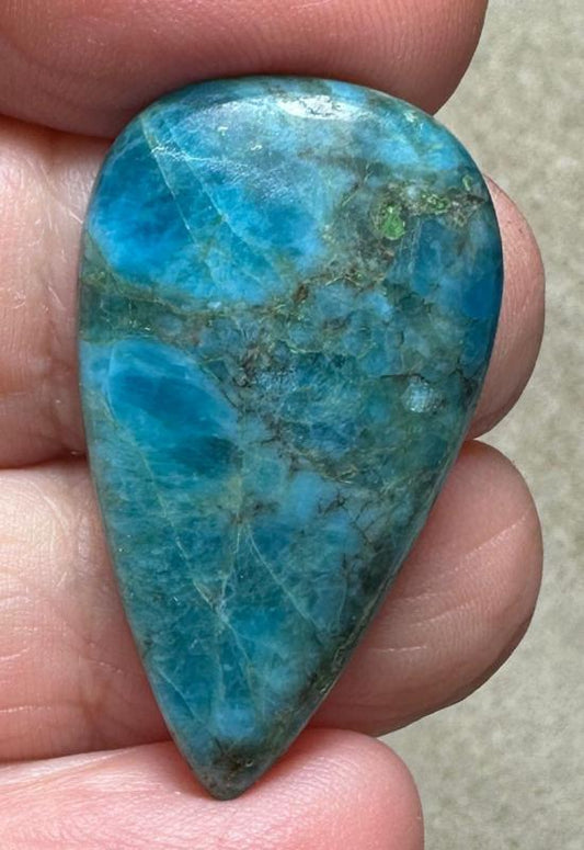 Teardrop 34x19mm Neon Apatite Cabochon 19