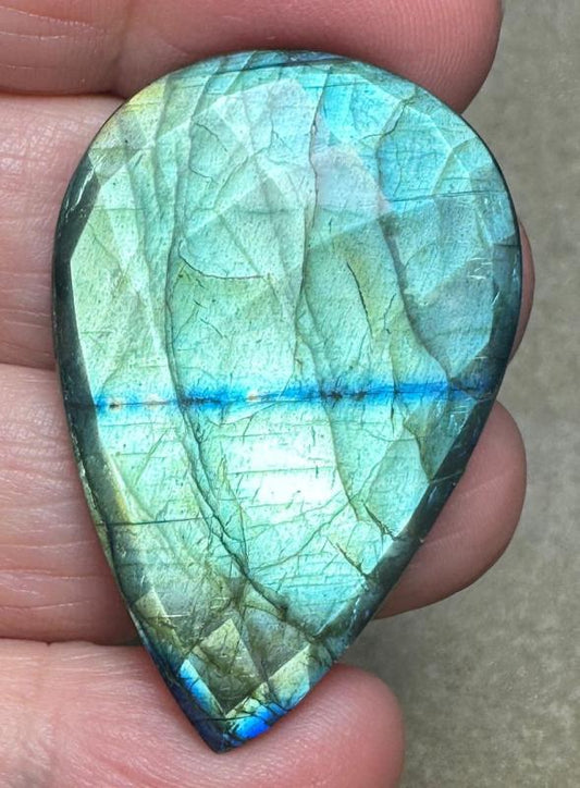 Teardrop 41x27mm Faceted Labradorite Cabochon 03