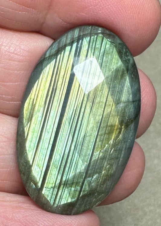 Oval 36x22mm Faceted Labradorite Cabochon 16