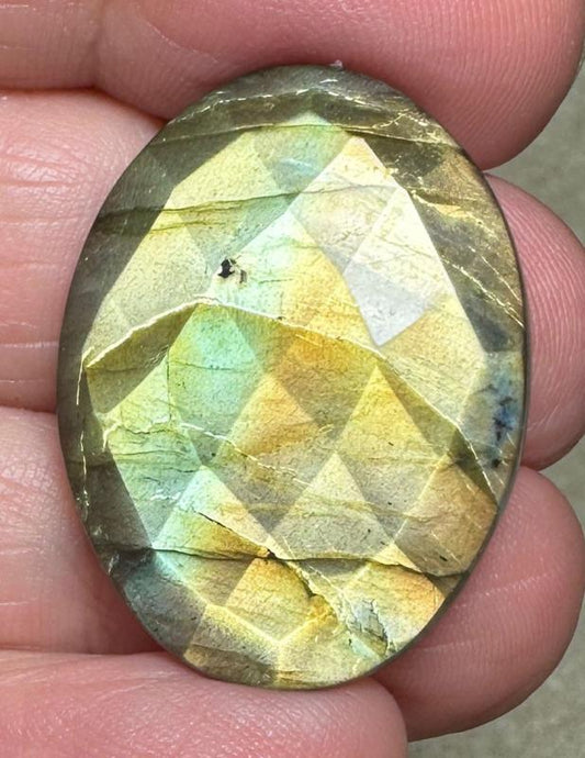 Oval 29x22mm Faceted Labradorite Cabochon 17