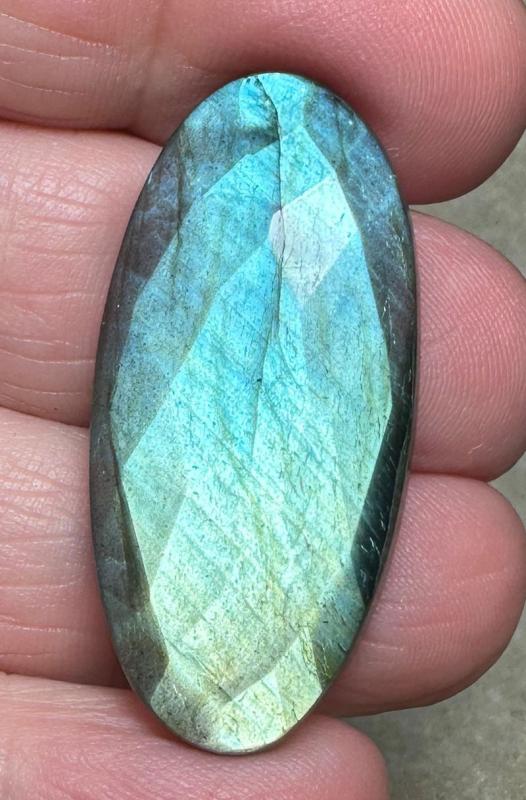 Oval 37x18mm Faceted Labradorite Cabochon 19