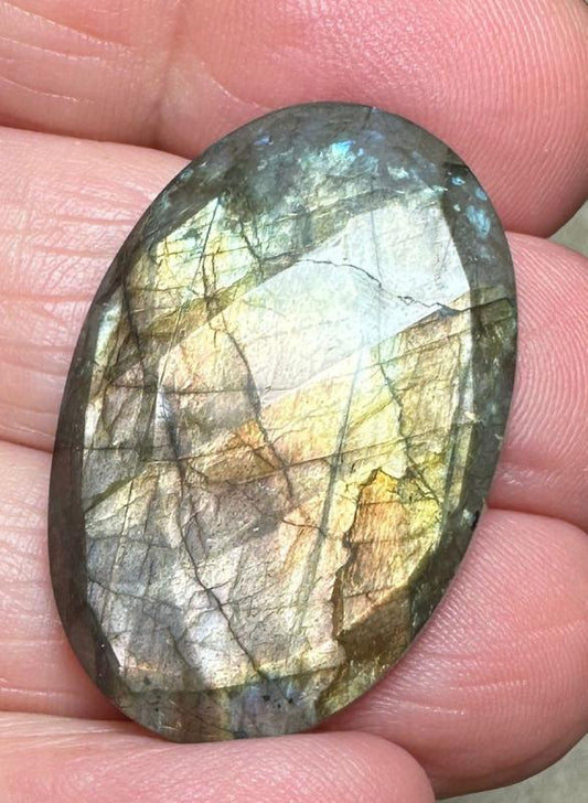 Oval 31x21mm Faceted Labradorite Cabochon 20