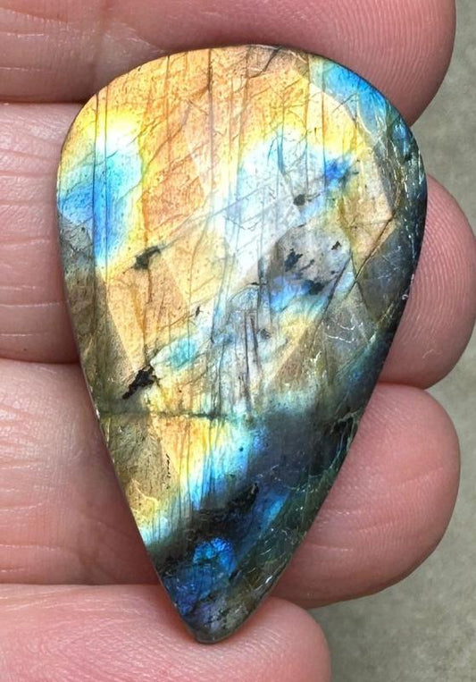 Teardrop 35x21mm Faceted Labradorite Cabochon 21