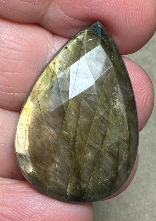 Teardrop 33x22mm Faceted Labradorite Cabochon 24