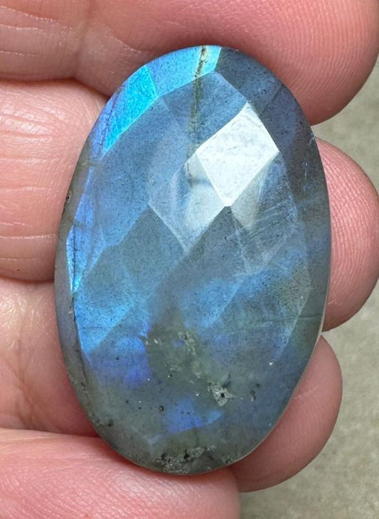 Oval 31x20mm Faceted Labradorite Cabochon 26