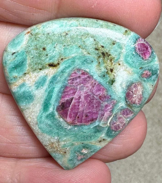 Teardrop 34x34mm Ruby Fuchsite Cabochon 34