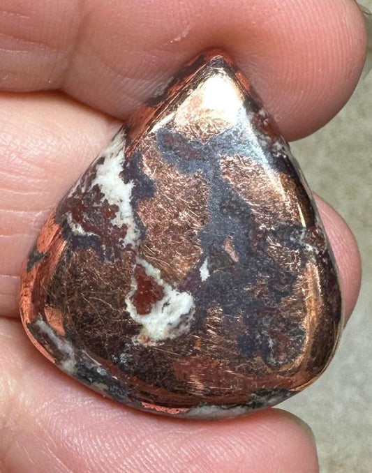 Teardrop 28x24mm Native Copper in Dolomite Cabochon 09