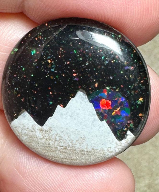 Round 25x25mm Aurora Opal Scene Cabochon 05