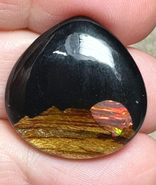 Teardrop 24x24mm Aurora Opal Scene Cabochon 06