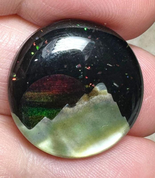 Round 22x22mm Aurora Opal Scene Cabochon 14