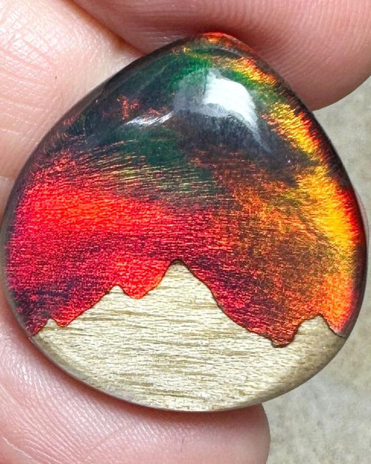 Teardrop 25x25mm Aurora Opal Scene Cabochon 23