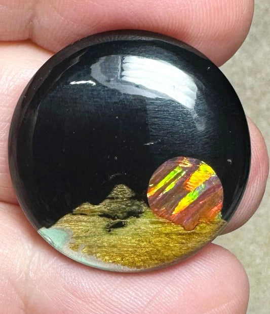 Round 25x25mm Aurora Opal Scene Cabochon 27