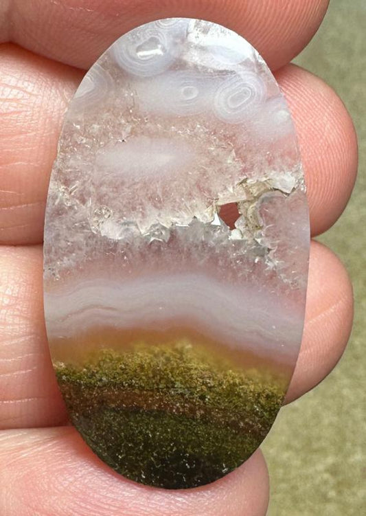 Oval 34x19mm Scenic Java Moss Agate Cabochon 04