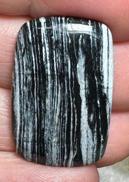 Rectangle 30x20mm Silver Leaf Obsidian Cabochon 06