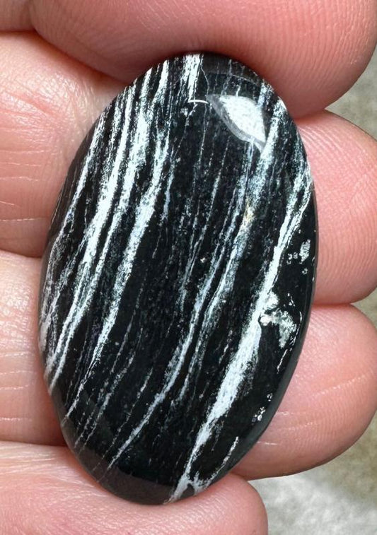 Oval 33x19mm Silver Leaf Obsidian Cabochon 07
