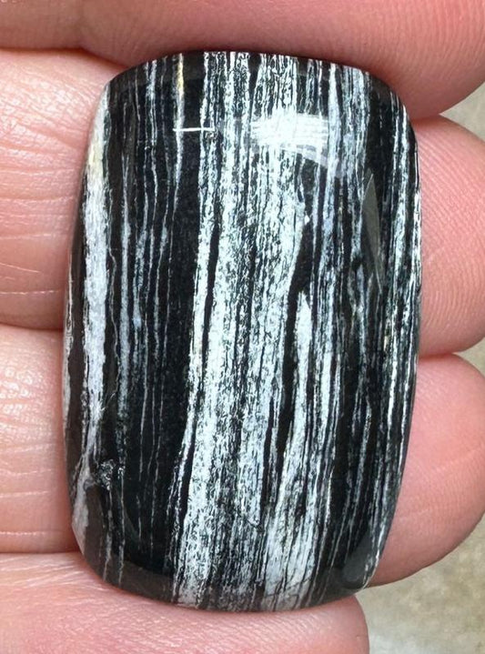 Rectangle 31x19mm Silver Leaf Obsidian Cabochon 10