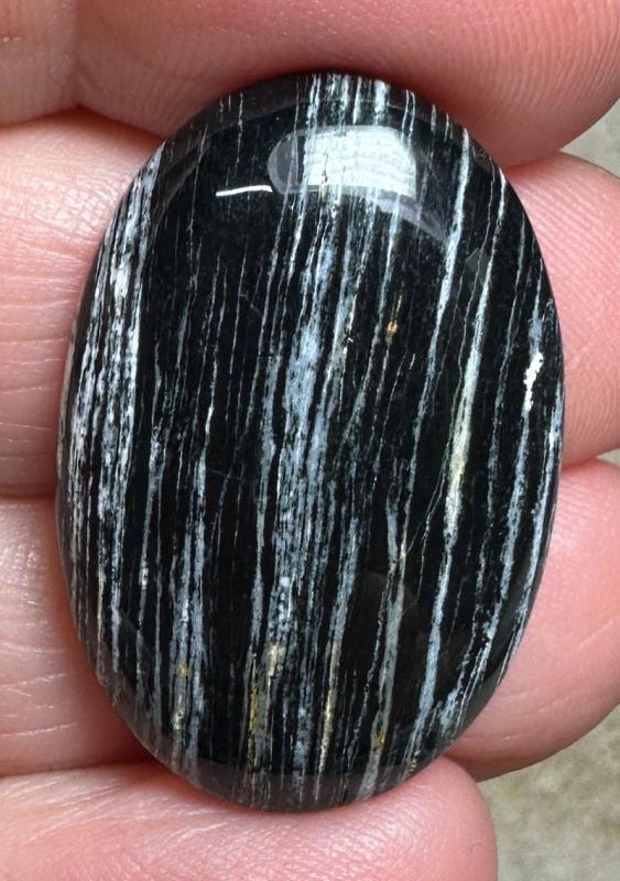 Oval 31x21mm Silver Leaf Obsidian Cabochon 11