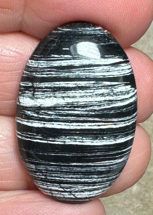 Oval 33x21mm Silver Leaf Obsidian Cabochon 13