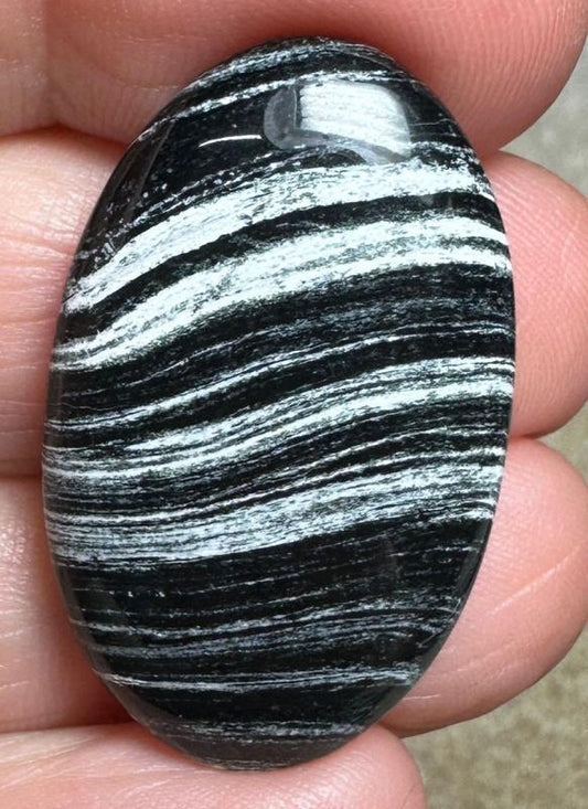 Oval 33x20mm Silver Leaf Obsidian Cabochon 14